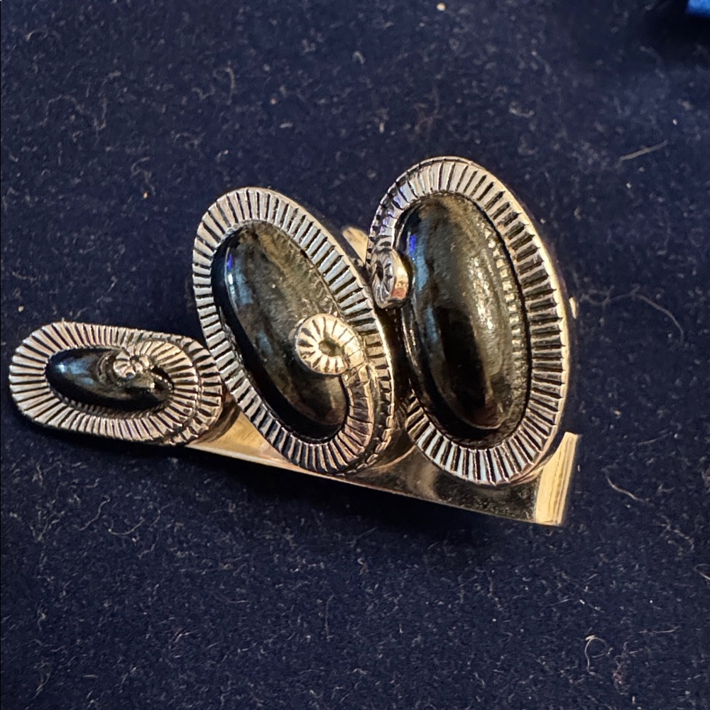 SWANK  black stone / silver tone cuff links & tie bar set 🐈‍⬛